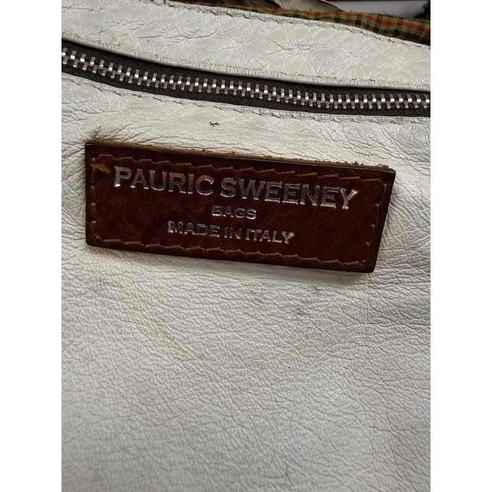 VTG Pauric Sweeney Italy Genuine Python Leather Ivory Satchel Purse Bag